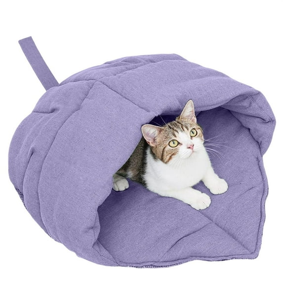 Cat Sleeping Bag, Linen Fabric Bed Cave Pet Cover Hide Hood Cave Comfortable Soft Washable With Non Slip Bottom Suitable For Indoor Puppies And Kittens