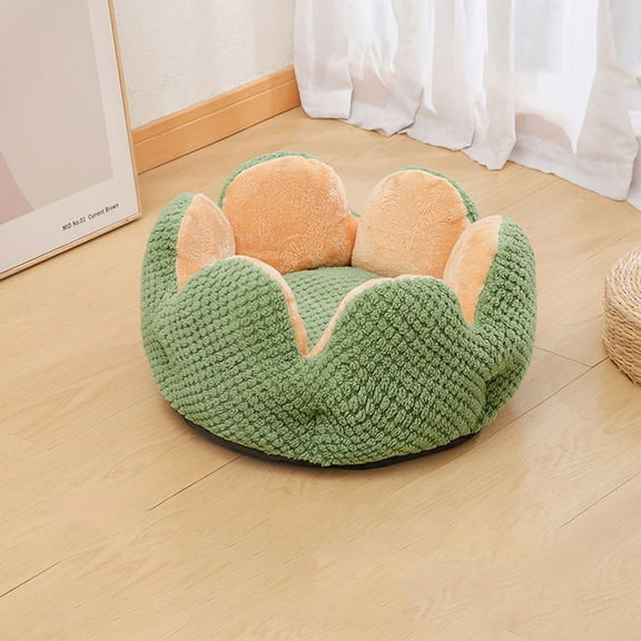 Cat Sleeping Bag, Linen Fabric Cat Bed Cave Leaf Nest Pet Cuddle Zone Covered Hide Hood Burrowing Cozy Soft Durable Washable with Non-Slip Bottom for Indoor Puppy and Kitten