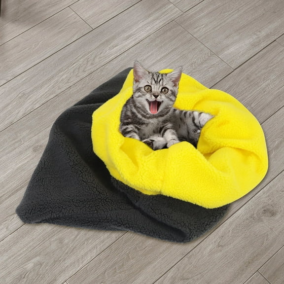 Cat Sleeping Bag , Plush Velvet Bed Cave Leaf Nest Pet Cuddle Zone Covered Hide Hood Burrowing Cozy Soft Cushion Bag for Indoor Puppy and Kitten