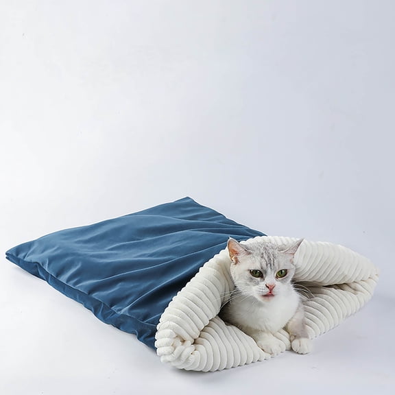 Cat Sleeping Bag Self Warming Pet Bed, Soft Cozy Snuggle Sack with 360° Wrap, Washable Indoor Cat Bed for Cats Kittens Small Dogs Winter Comfort, 65*45CM