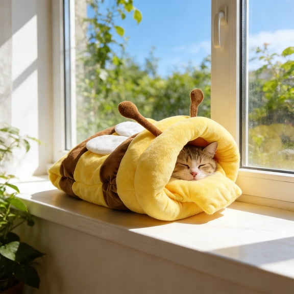 Cat Sleeping Bag Small Warm Enclosed Bed for Cats and Kittens, Cozy Fleece Nest for Indoor Comfort and Security