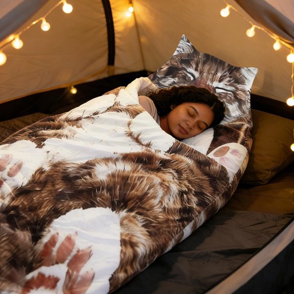 Cat Sleeping Bag for Human, Fluffy Cat Sleeping Bag, 70X30 in, Wearable Blanket, Cream Throw Blanket, Winter Sleeping Bag, Adult Sizing, 1 Pc