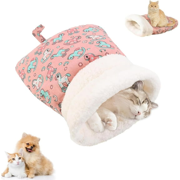 Cat Sleeping Bag for Indoor Cats, 360Warm Cat Nap Sleeping Bag, Soft Plush Cat Sack Bed, Large Sleeping Bag for Cats up to 7.5Kg/16Lbs