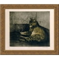 thumbnail image 1 of Cat Sleeping In A Corner 24x18 Gold Ornate Wood Framed Canvas Art by Theophile Steinlen, 1 of 2