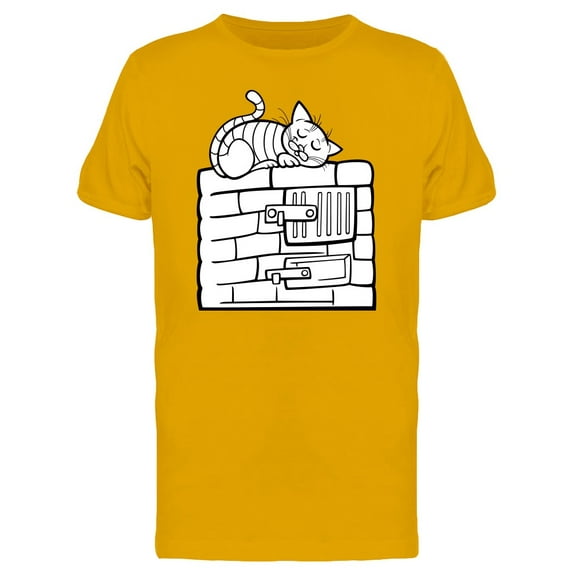 Cat Sleeping On Stove Doodle Tee Men's -Image by Shutterstock