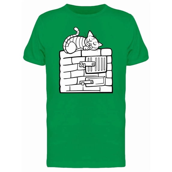 Cat Sleeping On Stove Doodle Tee Men's -Image by Shutterstock