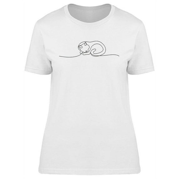 Cat Sleeping With Curled Tail T-Shirt Women -Image by Shutterstock, Female XX-Large