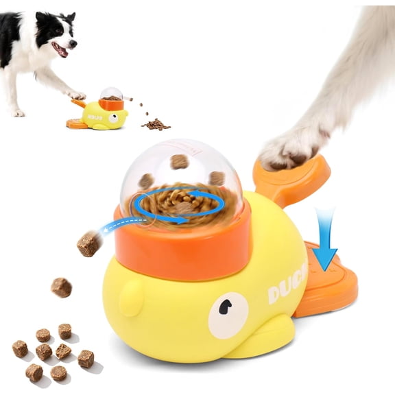 Cat Slot Machine Treat Dispenser - Treat Dispenser & IQ Trainer for Indoor Cats, Mental Stimulation & Slow Feeder, Duck Shape Enrichment Game Fun Exercise
