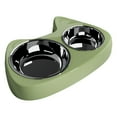 thumbnail image 1 of Cat Slow Feeder Bowl Set With 2 Stainless Steel Bowls, Cat Double Bowl With Green Base, For Cats, Pet Food & Water Feeding, 1 of 7