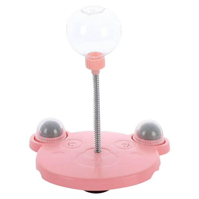 Cat Slow Feeder Toy, IQ Training Ball ,Bite Resistant Interactive Non Slip Dispenser for Kitty Indoor/Outdoor Accessories , Pink and Catnip Ball