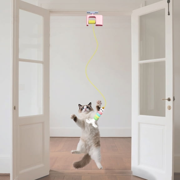 Cat Smart Door Hanging Toy, Electric Interactive Teaser Device, Rechargeable Motion Activated Play Toy, Suction Hanging Exercise Toy, Indoor Pet Entertainment Training Tool