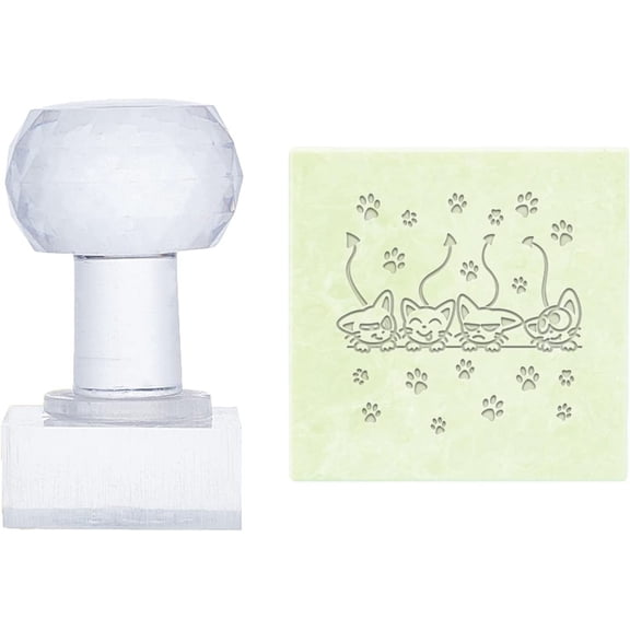 Cat Soap Stamps Handmade Soap Stamp with Handle Animal Soap Embossing Stamp Transparent Sealing Wax Stamp with Handle for Handmade Soaps DIY Arts Crafts Making Projects Mixed Color
