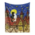 thumbnail image 1 of Cat Soft Flannel Fleece Blanket, 2 Love Cats Sitting on Roof in Old Town and Looking at Starry Sky Night Funk Artprint, Cozy Plush for Indoor and Outdoor Use, 60" x 80", Multicolor, by Ambesonne, 1 of 5