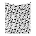 thumbnail image 1 of Cat Soft Flannel Fleece Blanket, Cat Silhouette and Animal Tracks Pattern Paws Footprints Kitties Different Poses, Cozy Plush for Indoor and Outdoor Use, 50" x 60", Black and White, by Ambesonne, 1 of 5