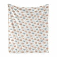 thumbnail image 1 of Cat Soft Flannel Fleece Throw Blanket, Doodle Style Faces and Hearts Pet Theme, Cozy Plush for Indoor and Outdoor Use, 60" x 80", Peach Blue Grey, by Ambesonne, 1 of 5
