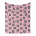 thumbnail image 1 of Cat Soft Flannel Fleece Throw Blanket, Greyscale Feline Portraits with Pastel Colored Stars and Hearts Background, Cozy Plush for Indoor and Outdoor Use, 50" x 60", Grey Pink Pale Pink, by Ambesonne, 1 of 6