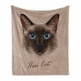 thumbnail image 1 of Cat Soft Flannel Fleece Throw Blanket, Realistic Traditional Siamese Cat Portrait Illustration Domestic Fluffy Animal Theme, Cozy Plush for Indoor and Outdoor Use, 70" x 90", Multicolor, by Ambesonne, 1 of 6