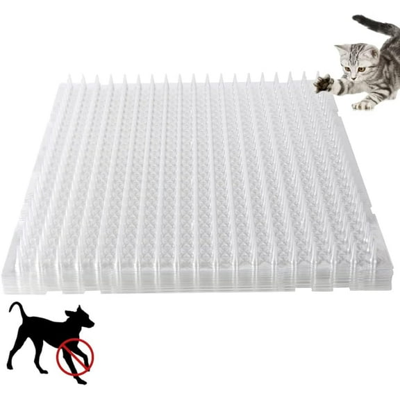 Cat Spike Mat Outdoor Indoor Cat Deterrent Scat Mat Keep Cats/Dogs Off Counter Pet Deterrent Training Mats Plastic Mats with Spikes (18.3 Sq.ft,16" x 13") (10)
