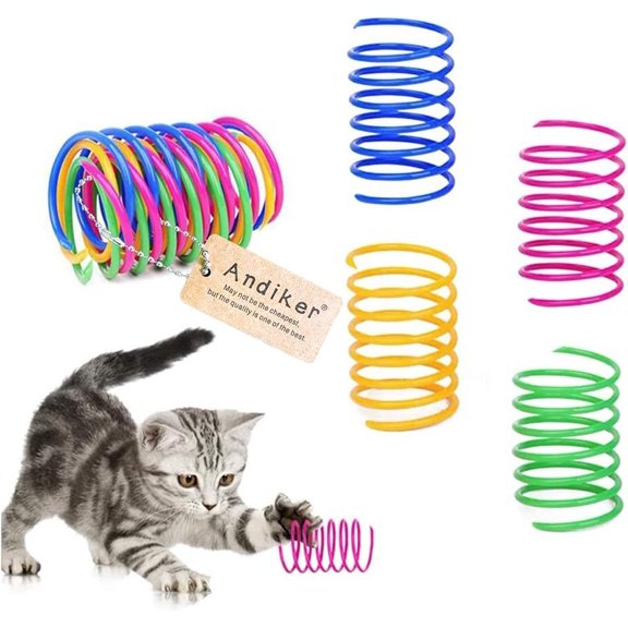 Cat Spiral Spring Toys 12 Pcs Colorful, Sturdy Heavy Plastic Interactive Toys for Kittens & Cats, Ideal for Swatting Biting & Daily Exercise