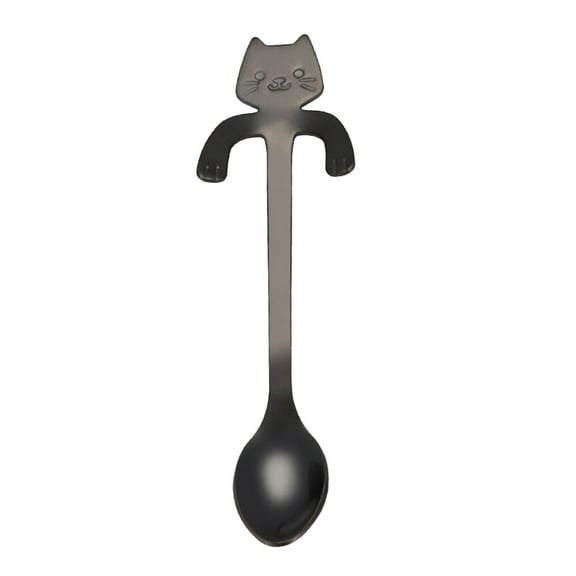 Cat Spoon Short Handle Spoons for Coffee Drinking Stirring Mixing Cute Flatware Kitchen Gadgets Small Utensil for Espresso Tea Sugar Jam Mustard Spices