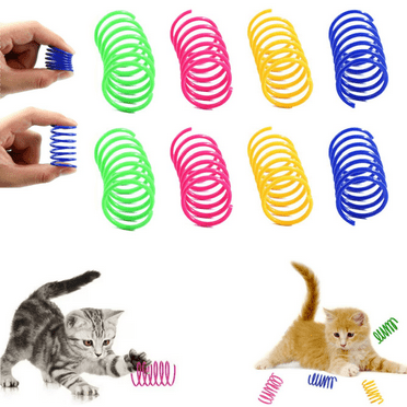 Cat Spring Toy, 32/64/96 Pcs Cat Spiral Toys Interactive for Indoor Colorful Cats Plastic Springs Coil for Kitten Hunting, Swatting, Biting 32Pcs
