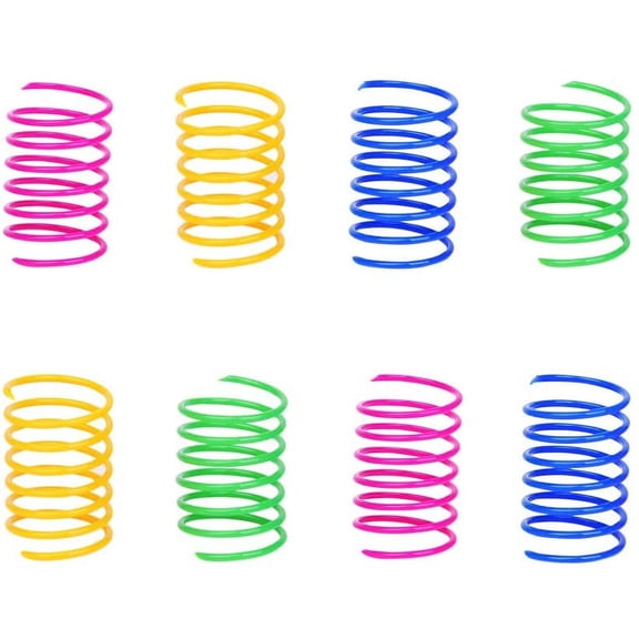 Cat Spring Toy (60 Pack), Cat Kittens Toys Plastic Coil Spiral Springs for Swatting, Biting, Hunting, and Active Healthy Play (Random Color)