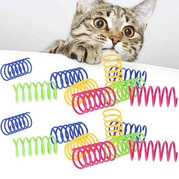 Cat Spring Toy,for Indoor Cats Durable Plastic Coils Colorful Springs Cat Toys Active Healthy Fitness Play Coil Spiral Springs Kitten Toys for Swatting, Biting, Hunting (16 pcs)