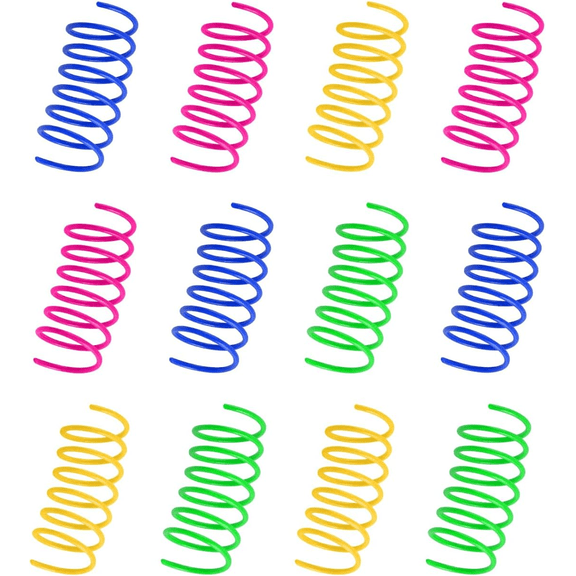 Cat Spring Toys 80 Pack, Colorful Plastic Coils Cat Kitten Spiral Spring Interac