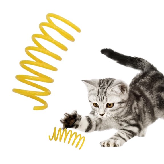 Cat Spring Toys - Plastic Colorful Interactive Cat Toys, Indoor Kitten Toys For Swatting Biting Hunting Active Play,Yellow,2.36"*0.79"