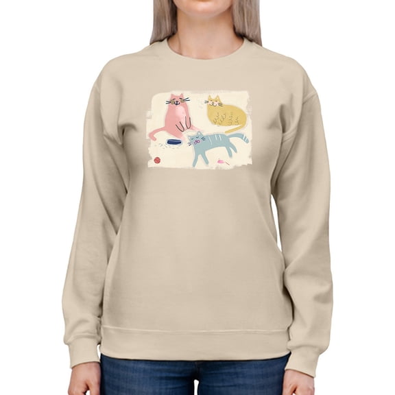 Cat Squad Sweatshirt Women -June Erica Vess Designs, Female Large