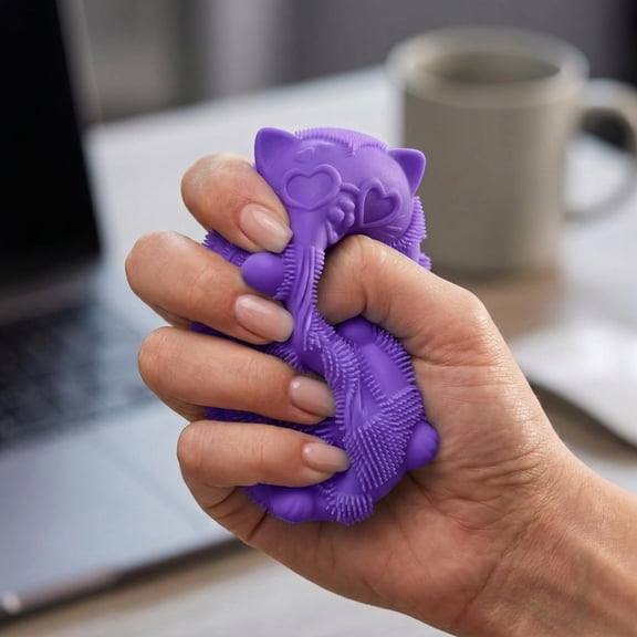 Olexman Cat Squeeze Squishy, Purple Slow Rising Sensory Fidget Toy, Cute Kitty Stress Ball for Teens and Adults, Desk and Palm Use