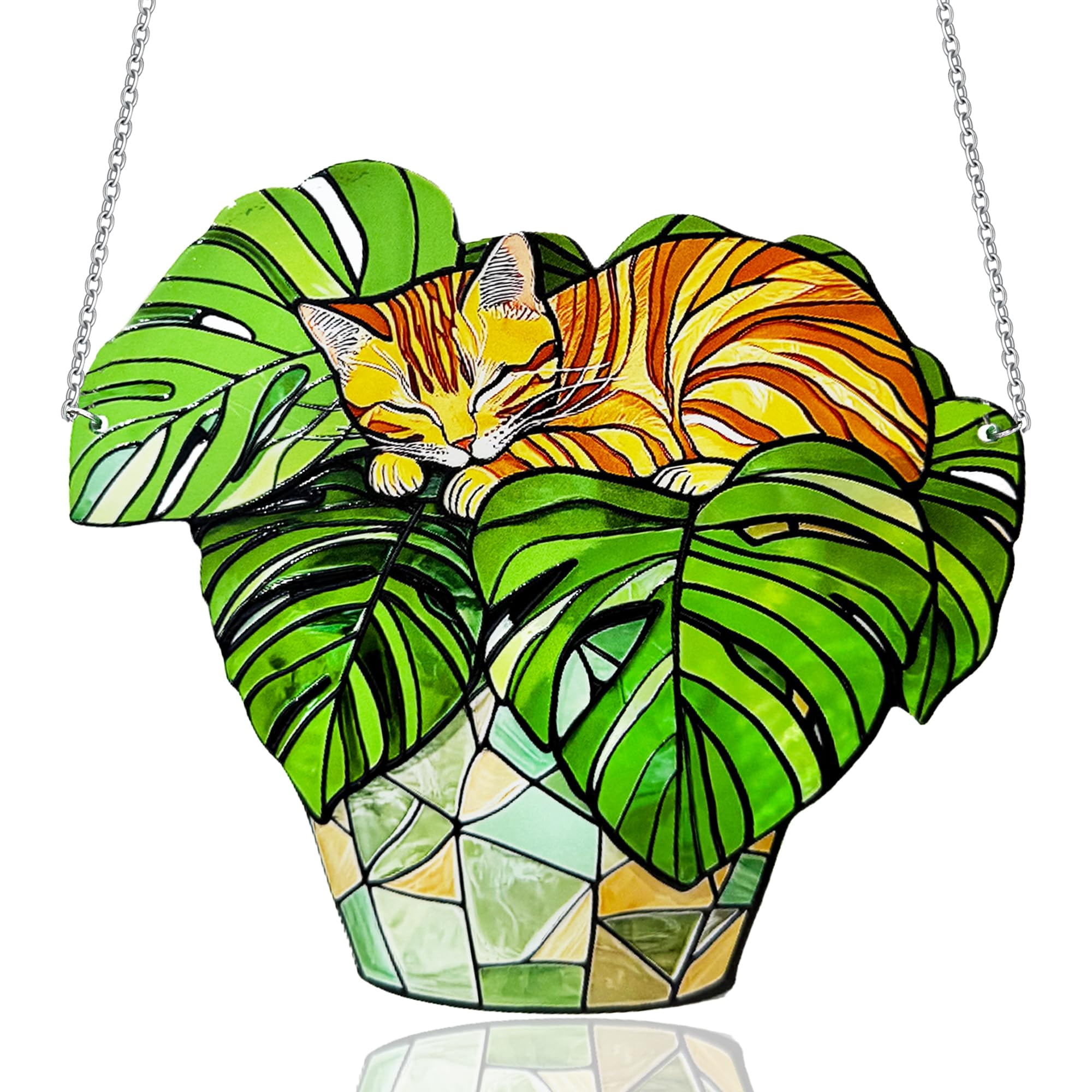 Cat Stained Glass Suncatcher Window, Hanging Sun Catchers Indoor Window ...
