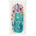 thumbnail image 1 of Cat Stall Shower Curtain, Cute Kitty Surrounded by Birds Flowers Ladybugs Inspirational Folk Baby Theme, Fabric Bathroom Set with Hooks, 36W X 72L Inches Long, Seafoam Multicolor, by Ambesonne, 1 of 3