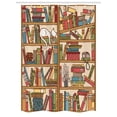thumbnail image 1 of Cat Stall Shower Curtain, Nerd Book Lover Kitty Sleeping Over Bookshelf in Library Academics Feline Cosy Boho Design, Fabric Bathroom Set with Hooks, 54W X 78L Inches, Multi, by Ambesonne, 1 of 4