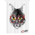 thumbnail image 1 of Cat Stall Shower Curtain, Wise Nerd Cat with Glasses Judging the World Humor Digital Style Art Illustration, Fabric Bathroom Set with Hooks, 54W X 78L Inches, Black White Red, by Ambesonne, 1 of 1
