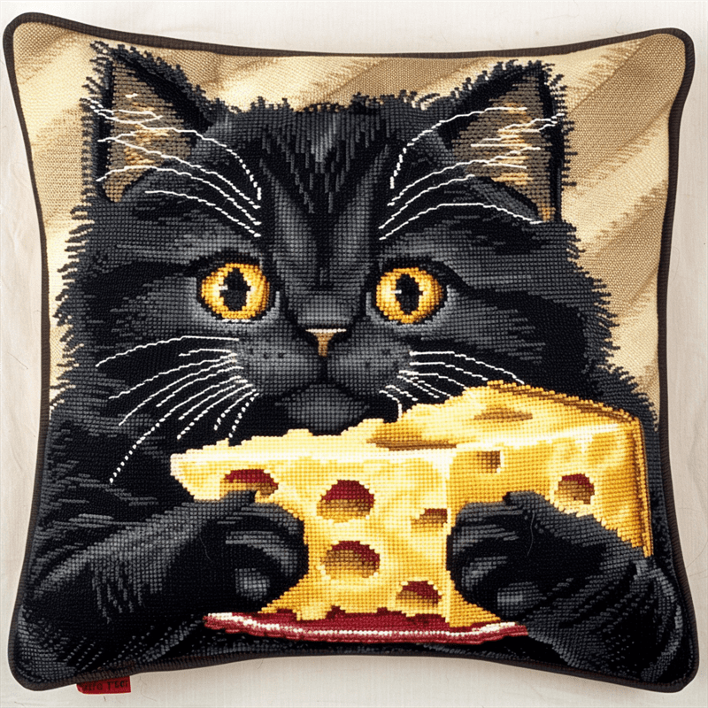 Cat Stamped Cross Stitch Pillow Cases , 17.72" x 17.72" , Cross Stitch Kits Stamped (11 Count)