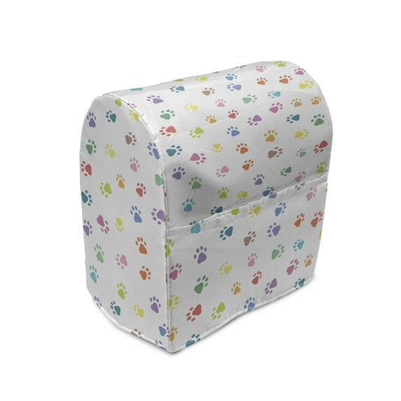 Cat Stand Mixer Cover, Footprints of Cats and Dogs Lively Colored Paws Friendly Animals Playful Characters, Kitchen Appliance Organizer Bag Cover with Pockets, 5 Quarts, Multicolor, by Ambesonne