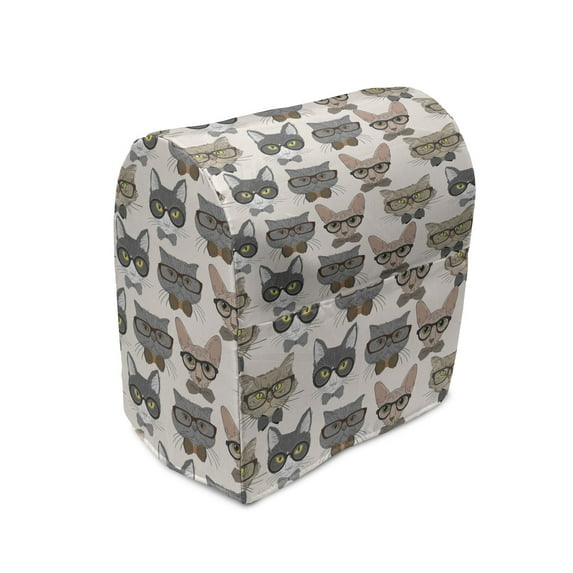 Cat Stand Mixer Cover, Hipster Nerd Characters with Vintage Sunglasses Intelligent Feline Serious Expressions, Kitchen Appliance Organizer Bag Cover with Pockets, 5 Quarts, Multicolor, by Ambesonne