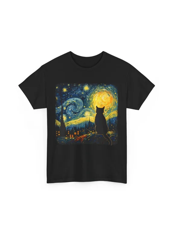 Cat Starry Night Van Gogh Cat For Cat Lover Cat Mom Cat Dad Shirt S-5XL Shirt