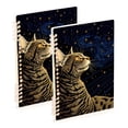 thumbnail image 1 of Cat Starry Sky Ring Binder Notebook Journey Note Diary College Ruled Spiral Notebook Study Loose Leaf Paper A5 60 Pages, 1 of 8