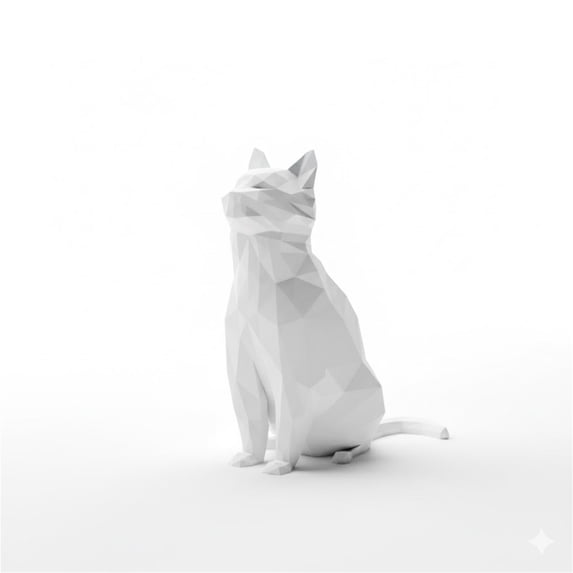 Cat Statue 3D Printed Animal Figurine Geometric Resin Sculpture Home Office Desk Decor Creative Gift Ornament