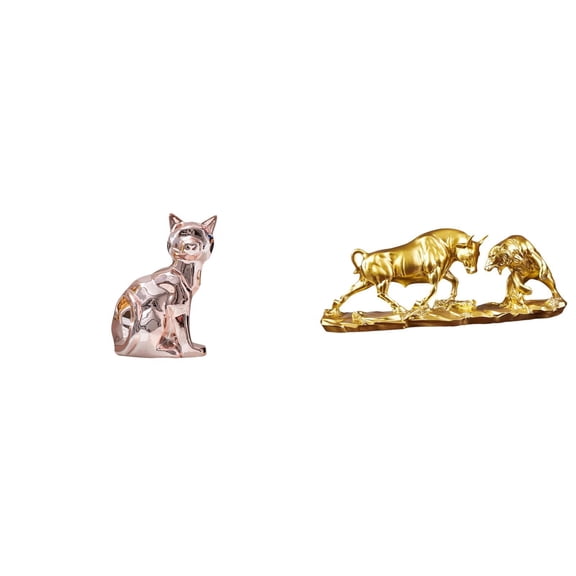 Cat Statue Bull Figurine Bear Sculpture Modern Ceramic Resin for Desk Shelf Office Decor