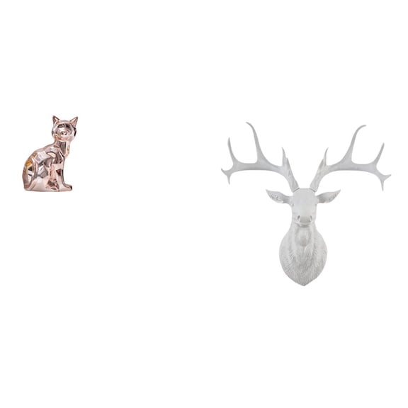 Cat Statue Deer Head Figurine Resin Material for Home Office Shelf Decoration Art Ornament