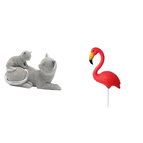 Cat Statue Flamingo Garden Stake Creative Figurine Resin Material for Home Decoration Office Bedroom and Outdoor Garden