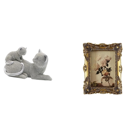 Cat Statue Tabletop Figurine Vintage Resin Animal Decor for Bedroom Living Room Office Shelf Display