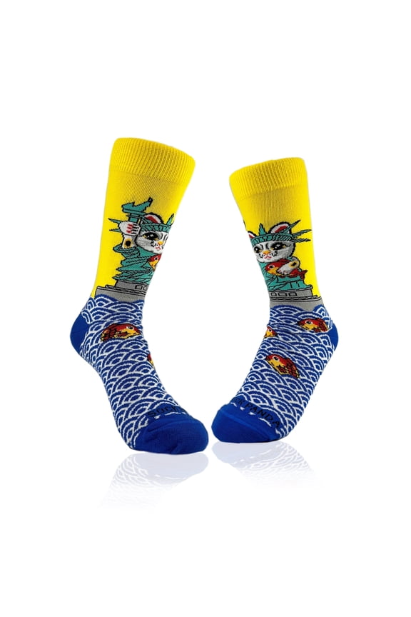 Cat Statue of Liberty Socks from the Sock Panda (Adult Small - Shoe Sizes 2-5)