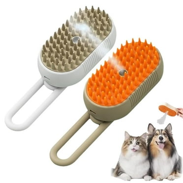 Cat Steam Brush, 2024 New 3 in 1 Cat Steamy Brush, Pet Steam Groomer Comb for Massaging and Cleaning Shedding Pets, Multifunctional Hair Removal Comb for Cats and Dogs(White+Orange)