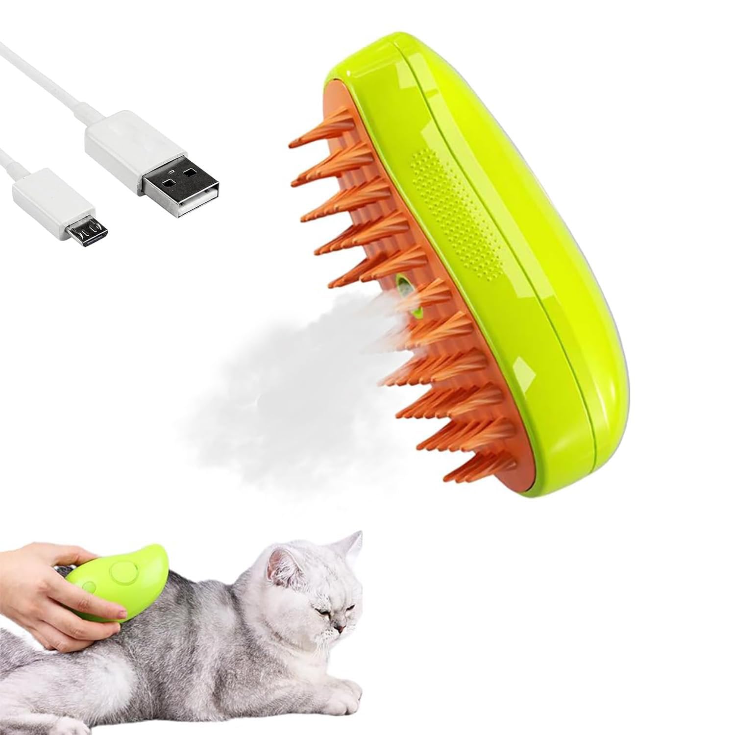 [One Button Hair Removal] Pet Grooming Brush, Pumpkin Shaped Cat Comb