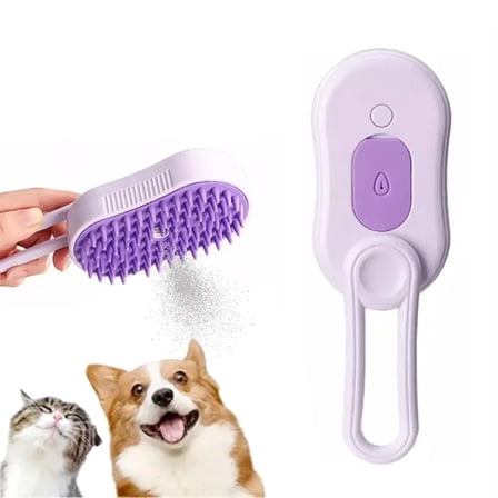 Cat Steam Brush for Shedding 4 in 1 Orange Pet Grooming Brush with Spray,Hair Removal,Massage & Cleaning Anti-Static Defur Comb for Long & Short Haired Cats and Dogs