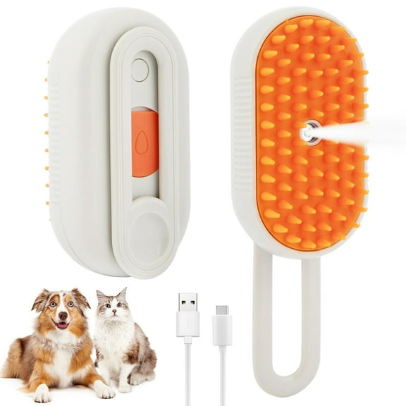 Cat Steam Brush for Shedding, 4 in 1 Rechargeable Steam Brush for Cats and Dogs, For Pet Anti-Static, Massage, Cleaning, Hair Removal, and Grooming in One!
